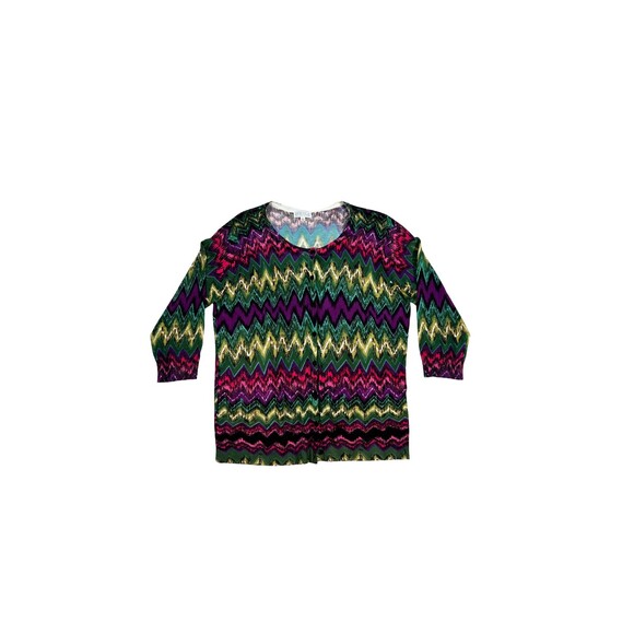 Joseph A. Women's Colorful Blouse Light Weight Knit Top SZ XL Neon Chevron Print - Picture 5 of 7